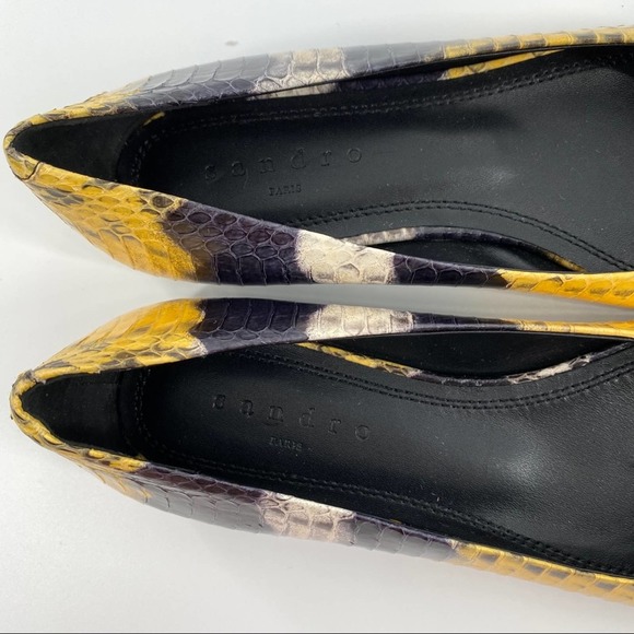 Sandro Ambra Leather Ballerina Pointed Flats - Picture 7 of 12